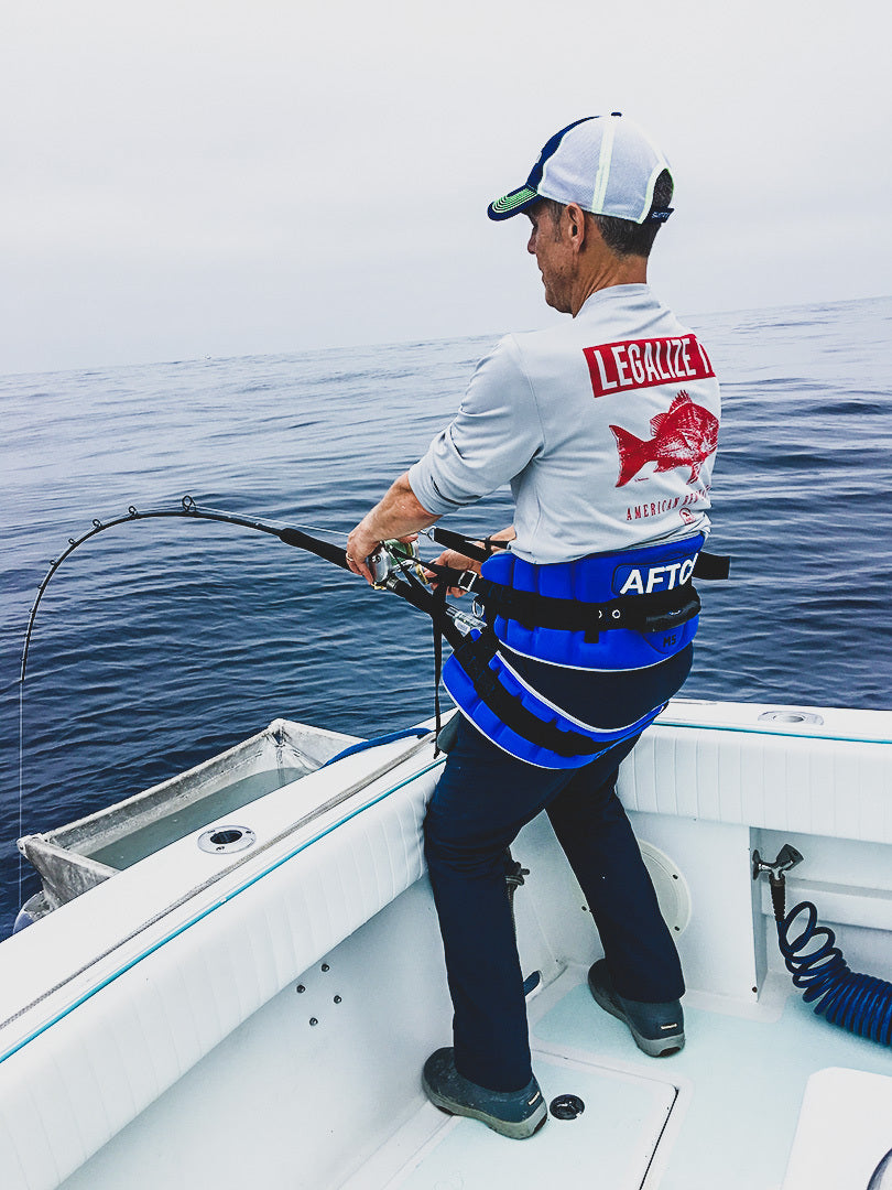 AFTCO Fighting Belt being used to catch a large fish